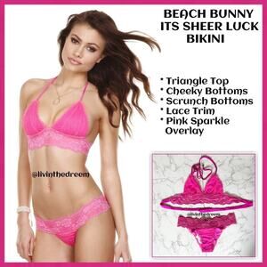 BEACH BUNNY ITS SHEER LUCK BIKINI Small Top Medium Bottoms $240